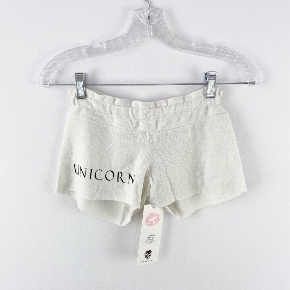 Wildfox Kids Shorts Size 10 White Unicorn Bottoms in Vintage Lace Peaches New